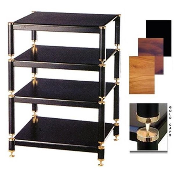 Vti Manufacturing VTI Manufacturing BL404GB -13 4 Gold Capspike Black Poles 4 Black Shelves 13; 9; 7 in. Stand BL404GB-13